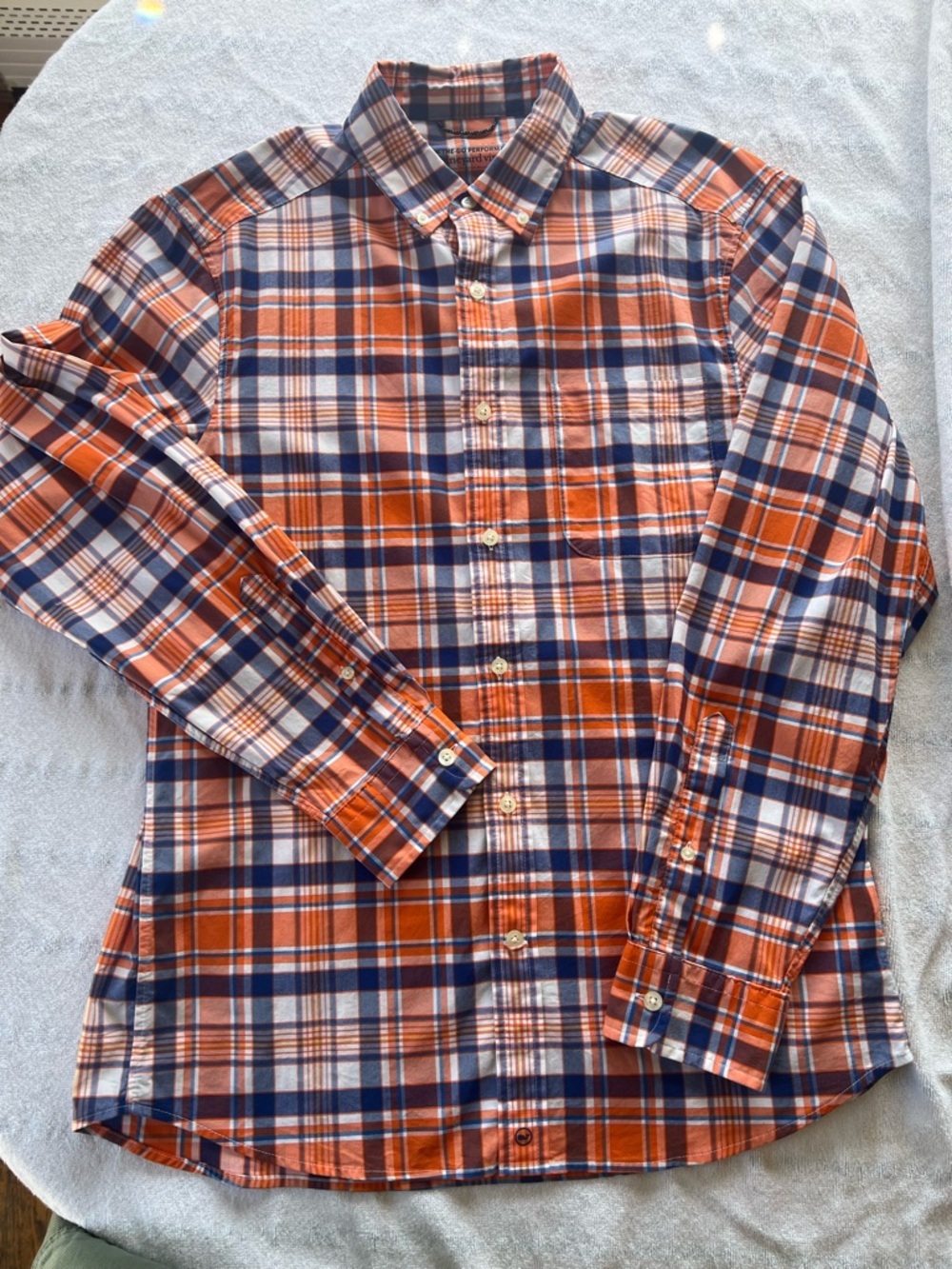 Vineyard Vines Orange & Navy Plaid Button-Down Shirt​